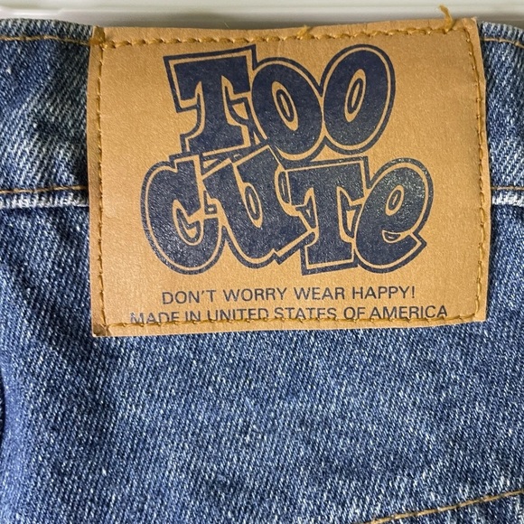 VTG 1992 Too Cute 5 Button Close Denim Jeans L 32X32 Blue Mickey Minnie Mouse - Picture 9 of 9
